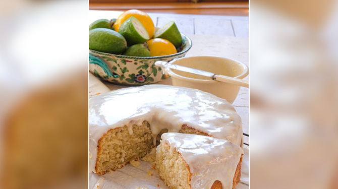 5+ A Day | Feijoa Cake with Lemon Passionfruit Drizzle