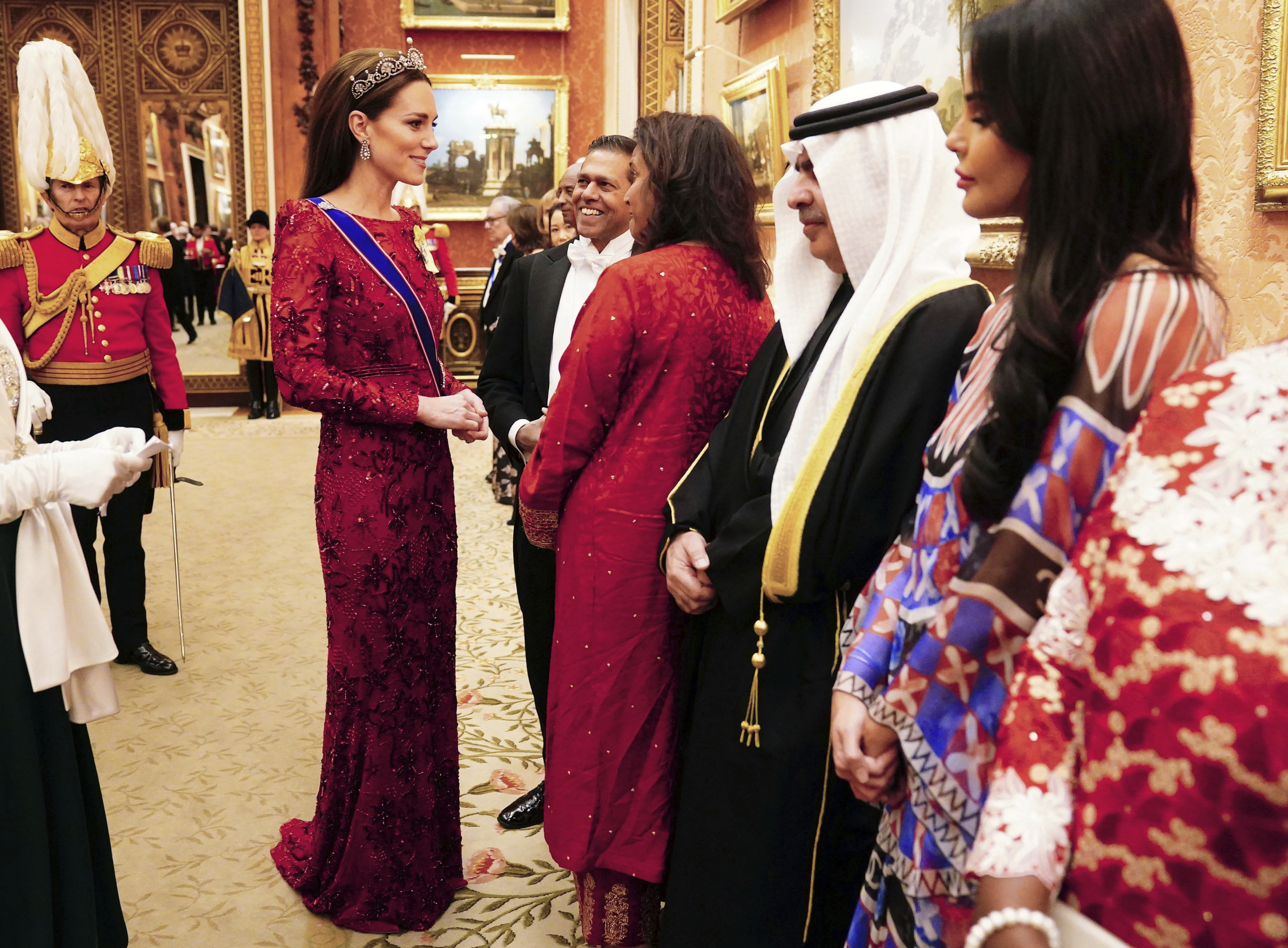 Princess Kate stuns in Lotus Flower Tiara and sparkling red gown at