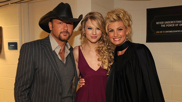 Tim McGraw, Taylor Swift and Faith Hill backstage during the 2008 CMT Awards. Photo / Rick Diamond, Getty Photos